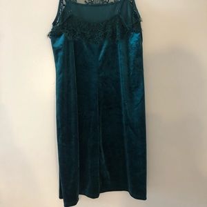 target green velvet dress